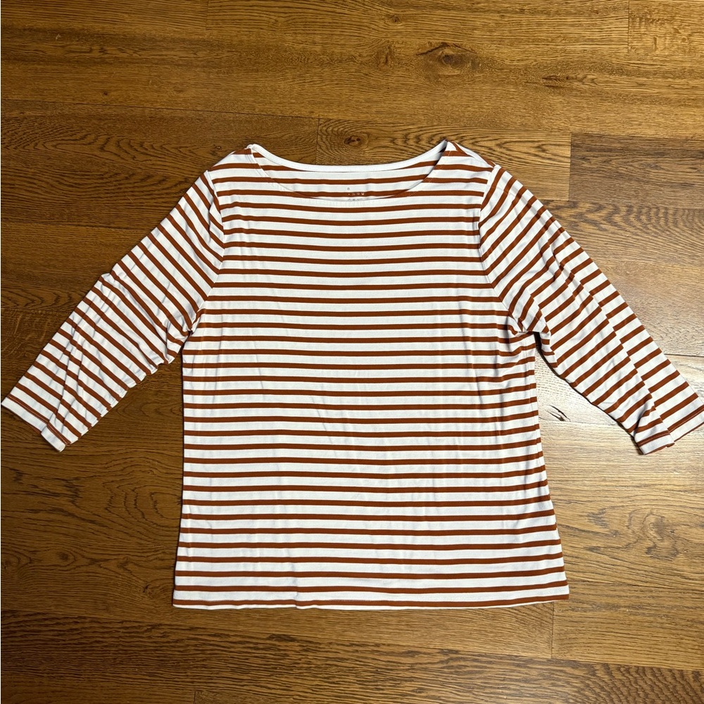 Striped Burnt Orange and White Women's Top